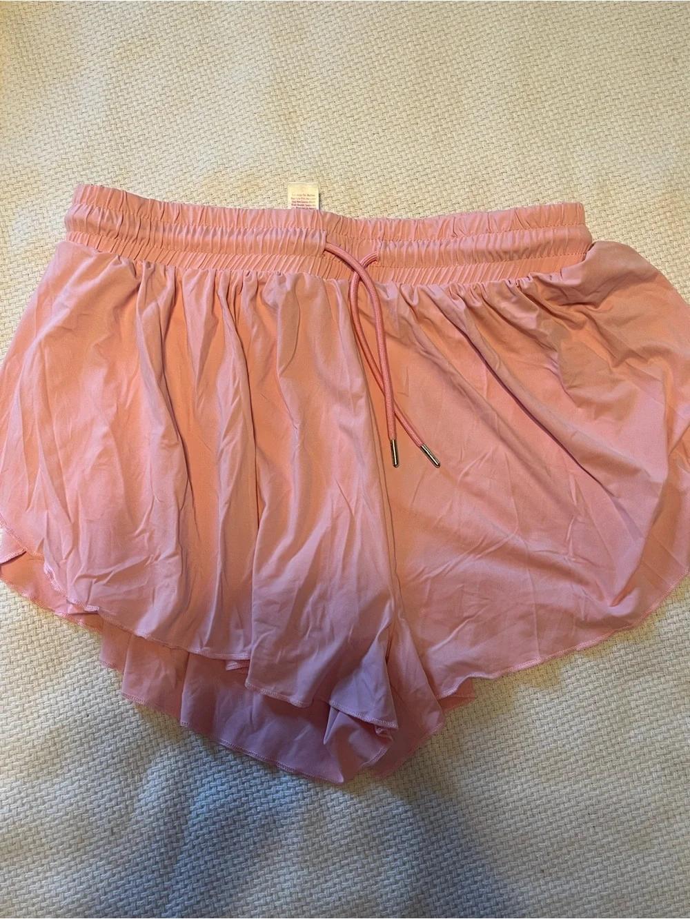 Justice Peach Pink Layered Drawstring Athletic Shorts 3pair